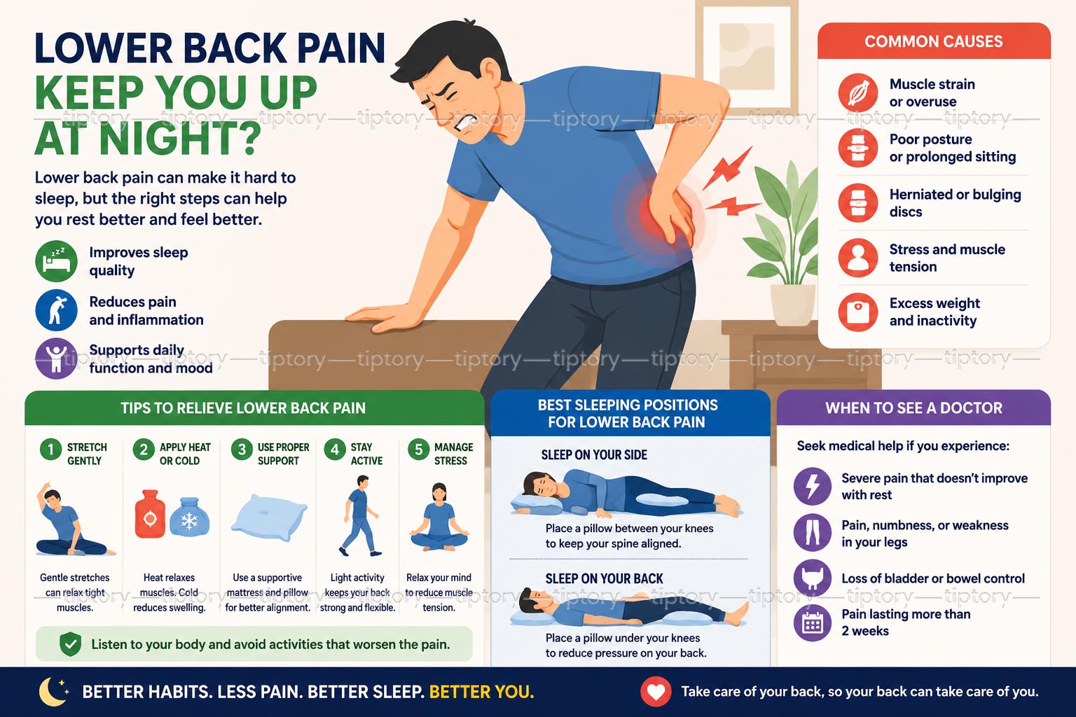 Cách ngủ khi bị đau lưng dưới: 4 tư thế nằm ngủ cho người đau lưng