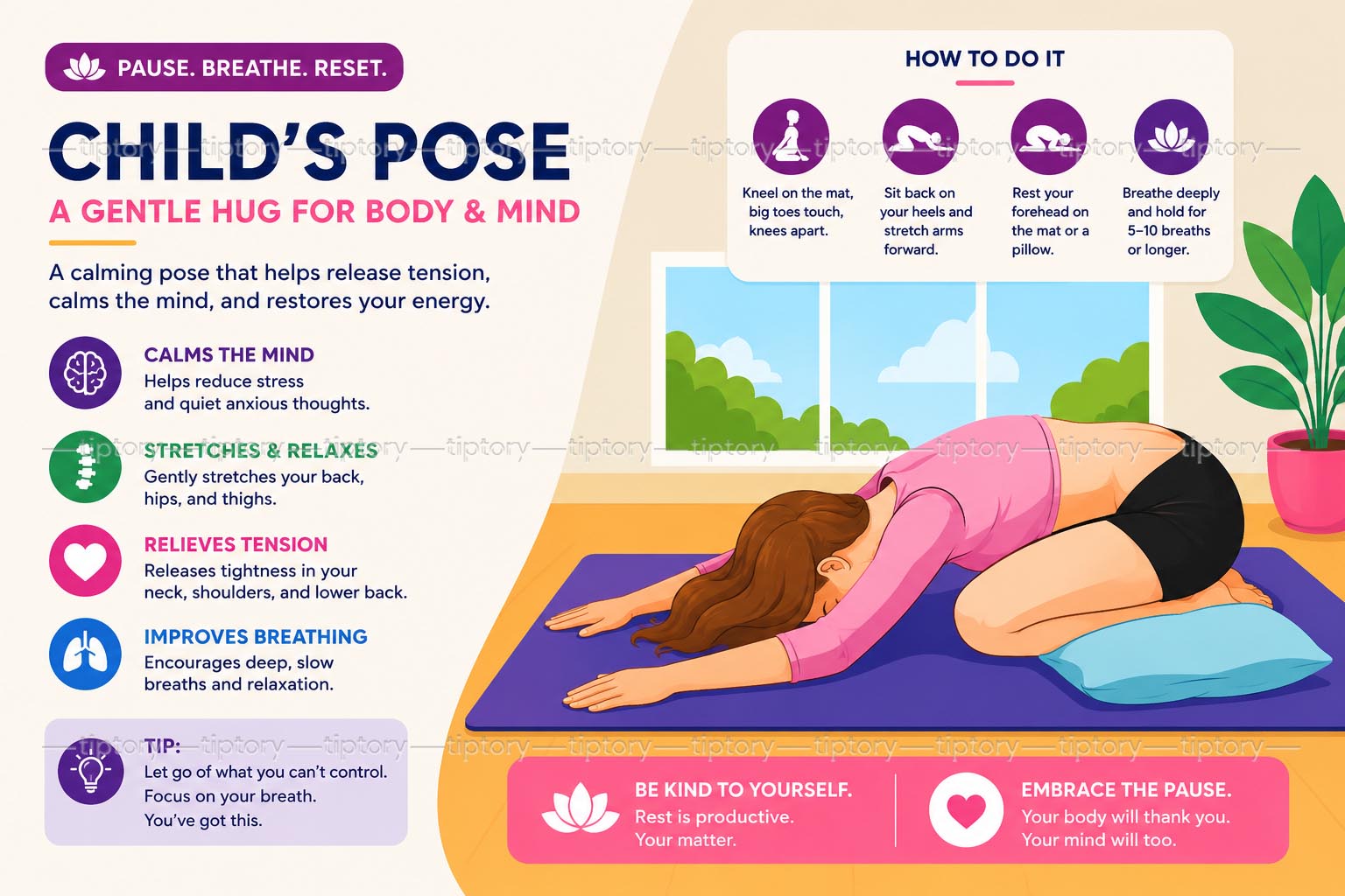 Cách tập tư thế Em bé (Child Pose) trong Yoga: 5 động tác chuẩn nhất