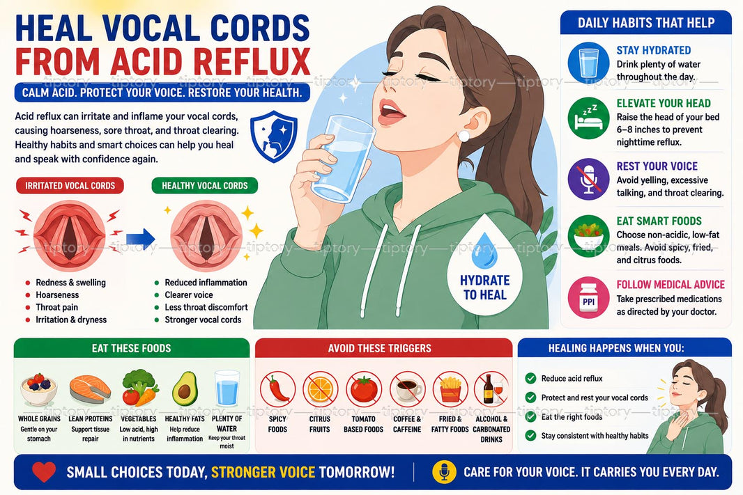 Trào ngược dạ dày gây khàn tiếng: 12 cách phục hồi dây thanh quản